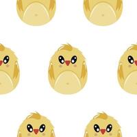 seamless Easter pattern with Easter eggs with an animal design, namely with a yellow chicken design, for Easter designs and posters vector