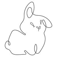 logo with a rabbit with long ears turned to the side, in line art style vector