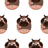 seamless Easter pattern with Easter eggs with an animal design, namely with a brown bull design, for Easter designs and posters vector