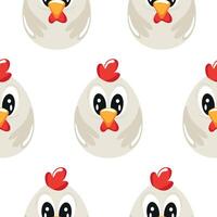 seamless Easter pattern with Easter eggs with an animal design, namely with a white rooster design, for Easter designs and posters vector