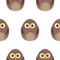 seamless Easter pattern with Easter eggs with an animal design, namely with a brown owl design, for Easter designs and posters vector