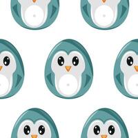 seamless Easter pattern with Easter eggs with an animal design, namely with a penguin design, for Easter designs and posters vector
