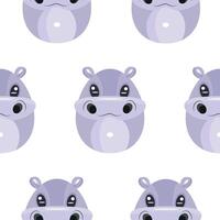 seamless Easter pattern with Easter eggs with an animal design, namely with a purple hippopotamus design, for Easter designs and posters vector