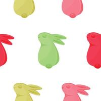 seamless pattern with simple icons of colorful jelly bunnies, back view, for various Easter decorations and designs vector