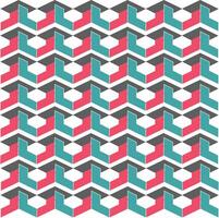 Isometric geometric patterns in red, blue and grey, creating a modern and futuristic 3D illusion vector