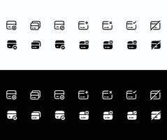 Card set icons as card settings, credit card, card alert vector