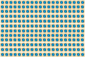 Abstract geometric patterns with gradient blue circles and gold elements, forming a repetitive modern and futuristic design vector