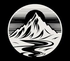 montaña paisaje con río ilustración vector