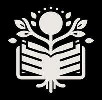 An open book with a tree and leaves on it vector