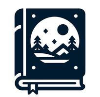 Book with mountains and trees on it vector