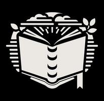 An open book with a ribbon around it vector