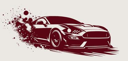 A racing car is shown in a splash of paint on grey. vector