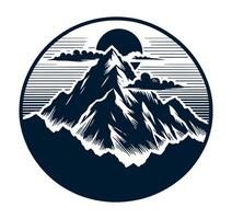 Mountain with clouds and sun in the background vector