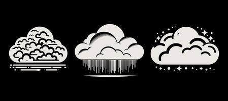 Three different types of clouds on a black. vector