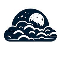 A moon and clouds in the sky with stars vector