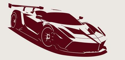 A racing sports car is shown in a white and red color vector