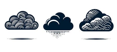 Set of clouds with waves and waves illustration vector