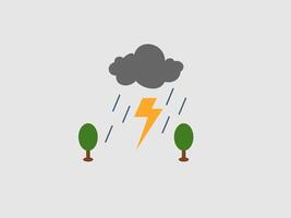 This image depicts a stylized representation of a thunderstorm against a light gray background vector