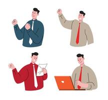 Employee Character Collection with Different Moods vector