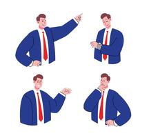 Businessman Character Set with Various Expressions illustration vector
