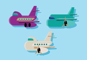 Set of Passenger Airplanes in Flat Design vector