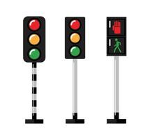 Set of Traffic Lights and Pedestrian Signals vector