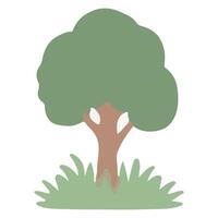 Cartoon Tree with Grass Simple Natural Illustration Graphic vector