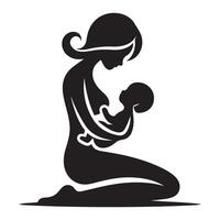 Silhouette of Mother and Child Illustration for Family Themes vector