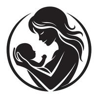 Mother and Baby Illustration Graphic Silhouette Symbol Design vector