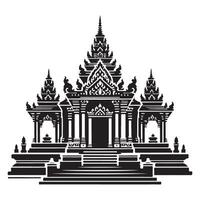Silhouette Art of Ornate Asian Temple Structure vector