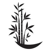 Serene Bamboo Stalks Silhouette Illustration With Leaves and Curve vector