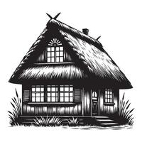 Charming Thatched Cottage Illustration A Picturesque Home Architecture Design vector
