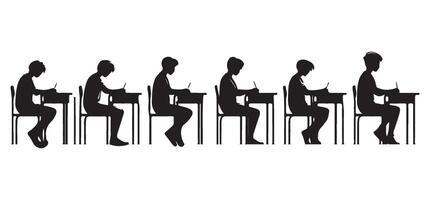 Correct Posture While Studying Silhouette Illustration Guide vector