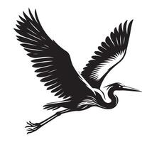 Majestic Heron in Flight A Striking Silhouette Illustration for Design vector