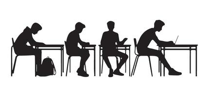 Students attending class silhouette illustration for educational resource materials vector