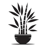 Bamboo Plant Silhouette in Pot Illustration for Garden Decor vector