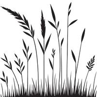 Wild Grass Silhouette Illustration Meadow Plants Design Art vector