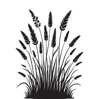 Wild Grass Field Silhouette Illustration Design For Natural Scenery vector