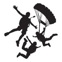 Skydiving Adventure Silhouette Featuring Group of Thrilling Freefall Jumpers vector