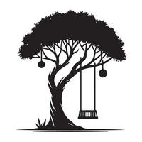 Enchanting Silhouette Tree Swing Illustration for Nature Lovers vector