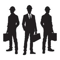 Professional Silhouette Business Men Diverse Team Ready for Action vector