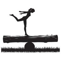 Silhouette Balance Beam Gymnastics Performance Determination and Skill Exercise vector