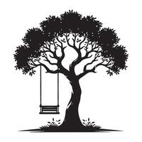 Silhouette Tree Swing Design Illustration for Childhood Memories vector