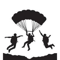 Skydiving Adventure Thrilling Silhouette Descent with Parachutes vector