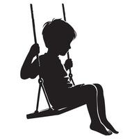 Silhouette of a Child on Swing Sets for Loneliness and Solitude vector