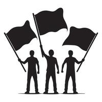 Group protesting with flags silhouette illustration for social causes vector