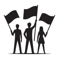 Silhouette Group Holding Flags Supporting and Fighting For Rights vector