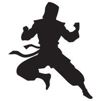 Agile ninja warrior silhouette with katana ready for action vector