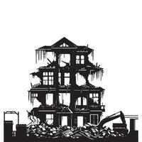 Demolition Process Illustration Shows Old Building Destruction and Reconstruction vector