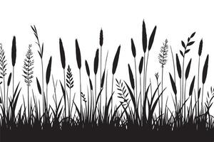 Silhouette Tall Grass and Weeds Illustration Nature Design vector